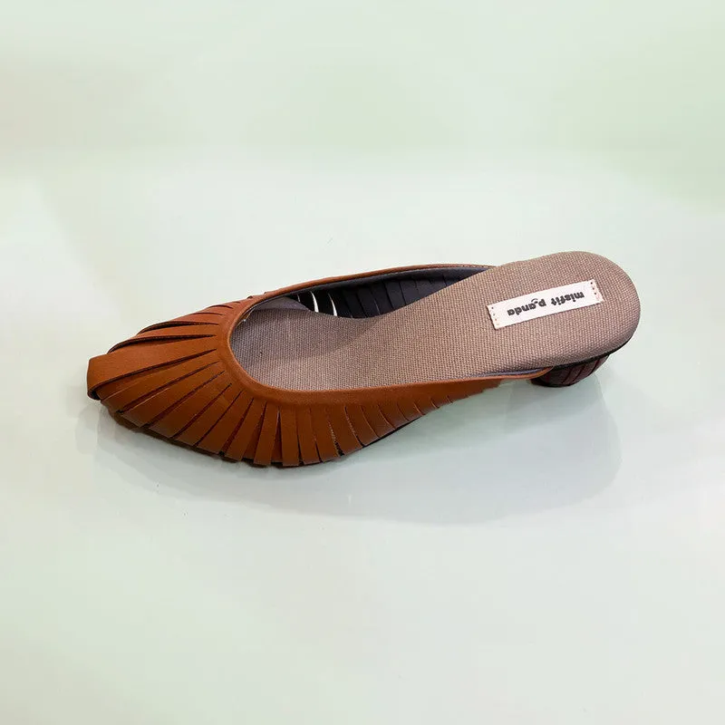 Block Heels | Cactus Leather | Cut-Work | Brown