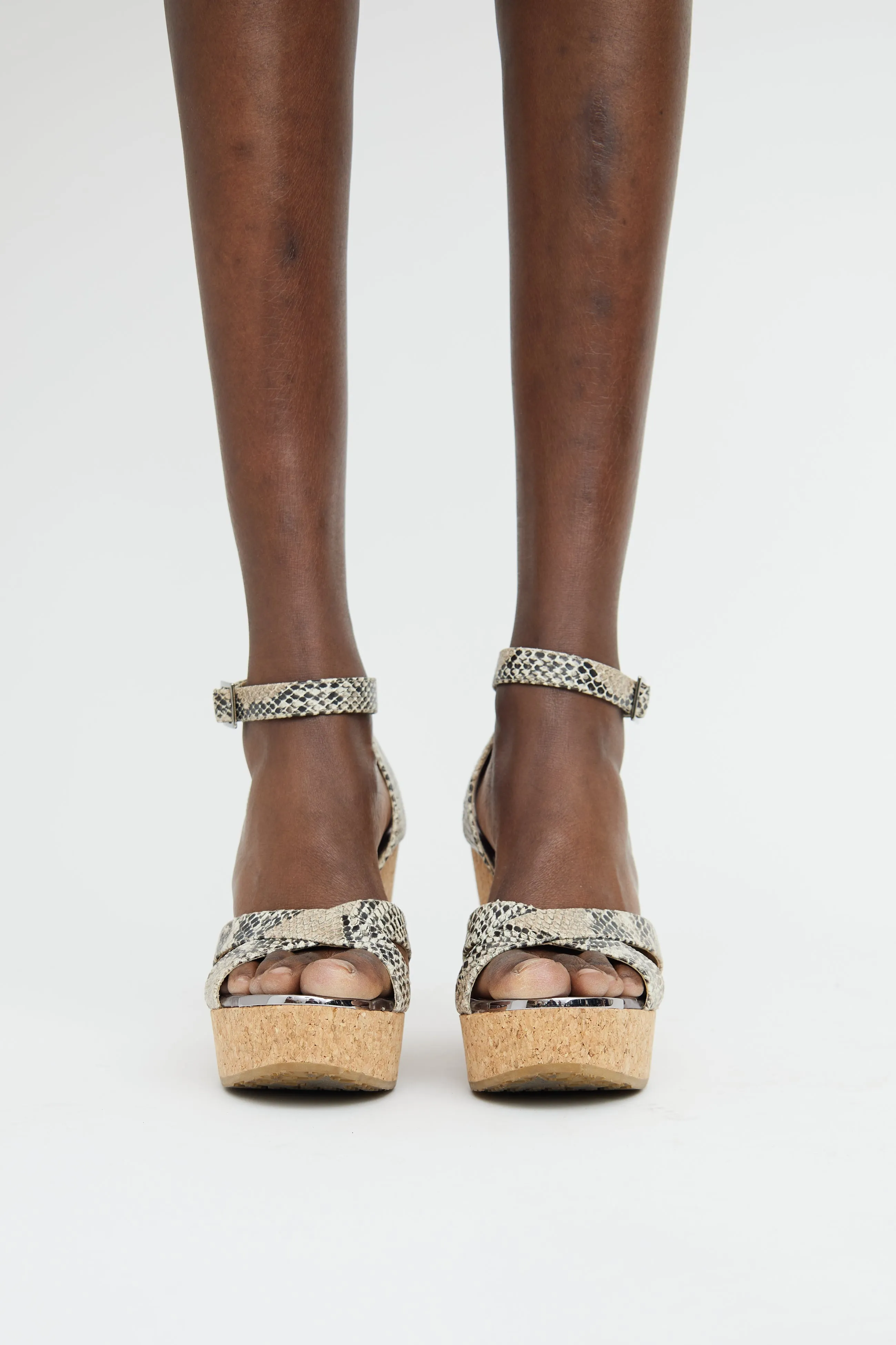 Brown Cork Wedge Sandal