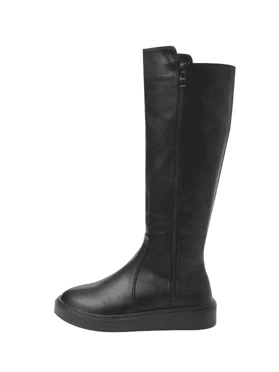 Chic Side Zipper Faux Leather Mid Calf Boots