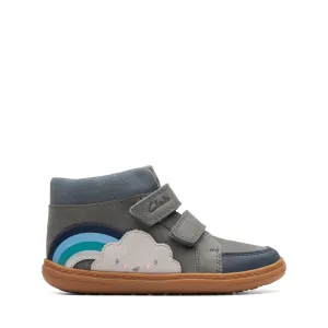 Clarks Flash Rise K Girls Denim Blue Rainbow Boot