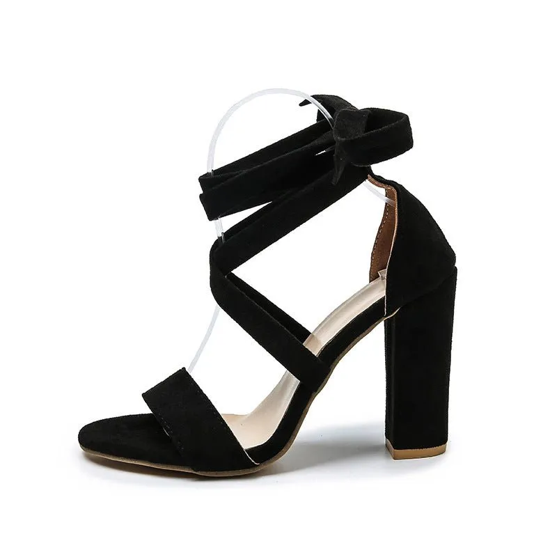 Contemporary Chic Hollow Strap Block Heels