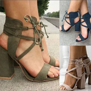 Contemporary Chic Hollow Strap Block Heels