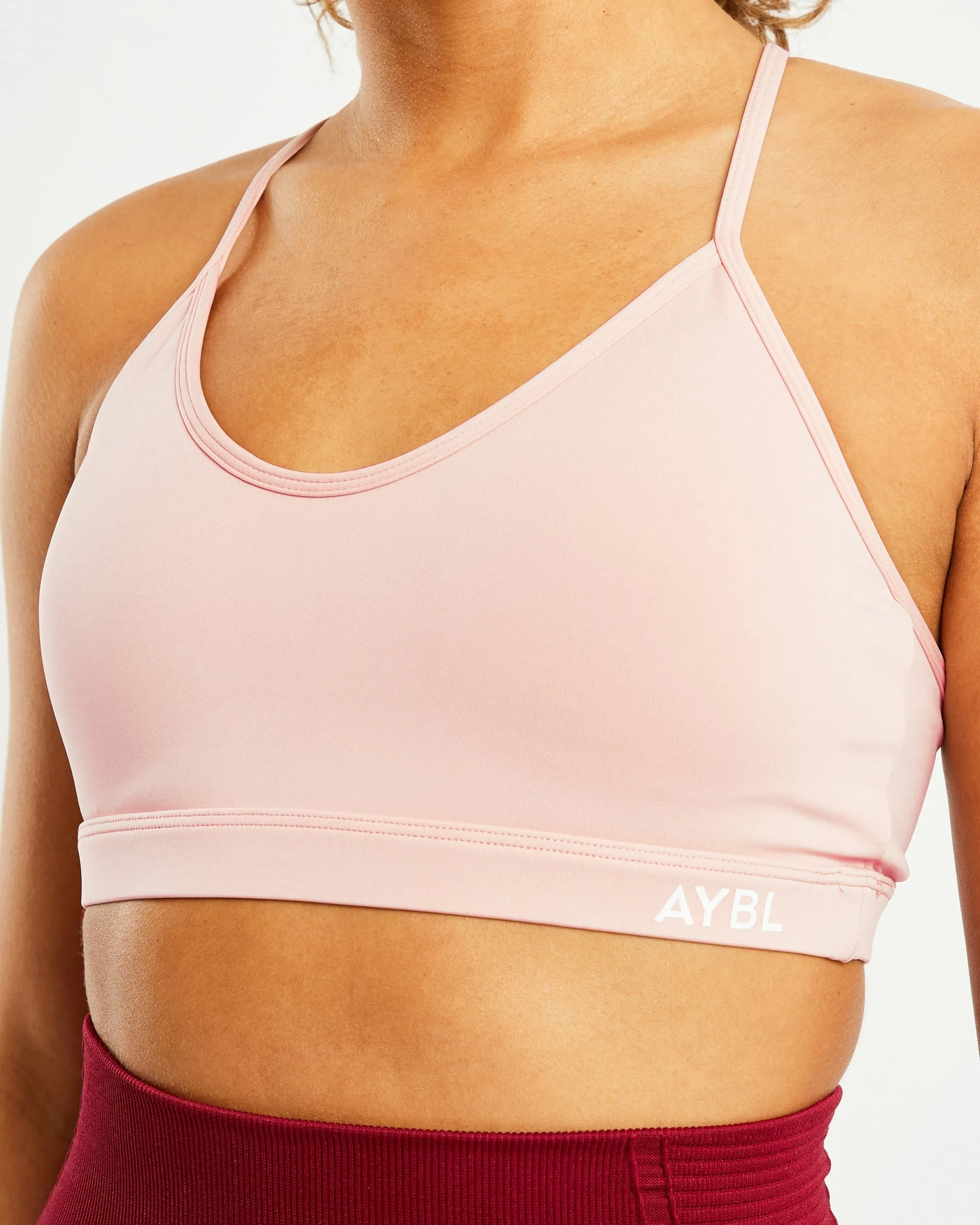 Essential V Neck Sports Bra - Dusty Pink