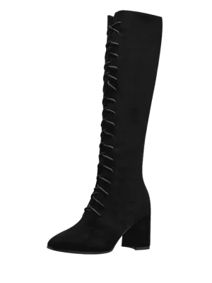 Fashion Chunky Heel Lace Up Knee High Boots