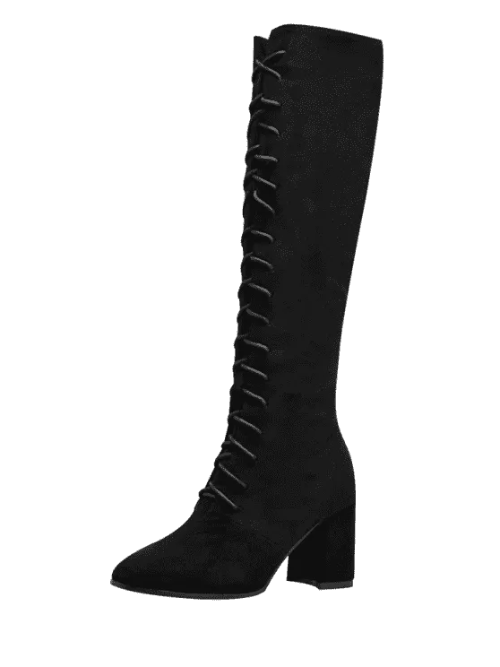 Fashion Chunky Heel Lace Up Knee High Boots