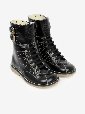 Gucci Girls Leather Lace Up Boots