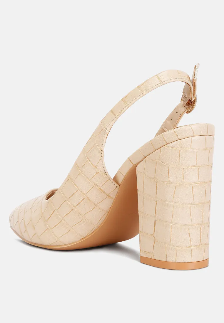 Macha Croctexture Sling Back Heels