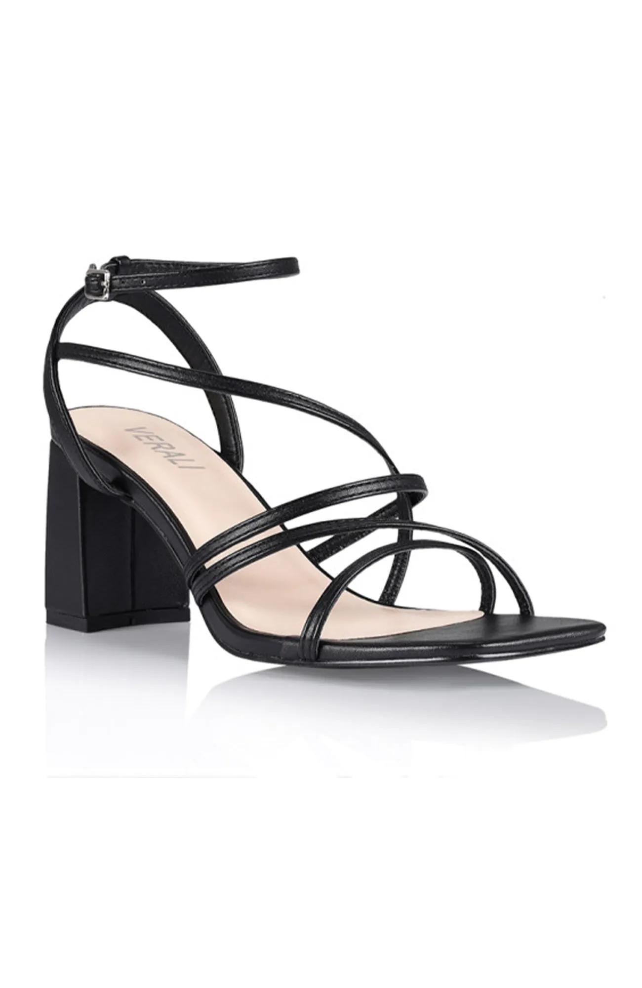 Nasty Strappy Block Heel Black Smooth