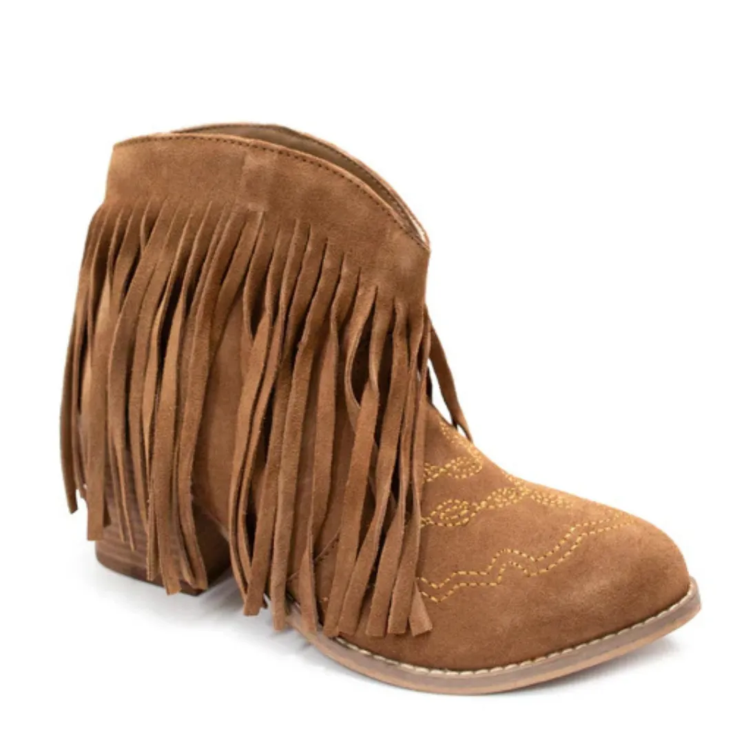 Online Exclusive | Amos Fringe Ankle Bootie in Tan