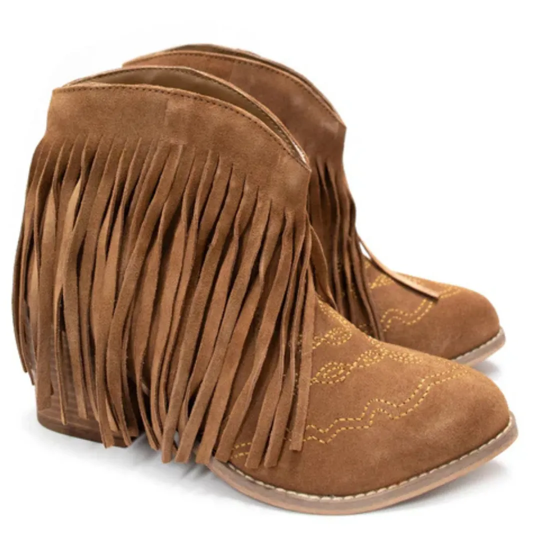 Online Exclusive | Amos Fringe Ankle Bootie in Tan