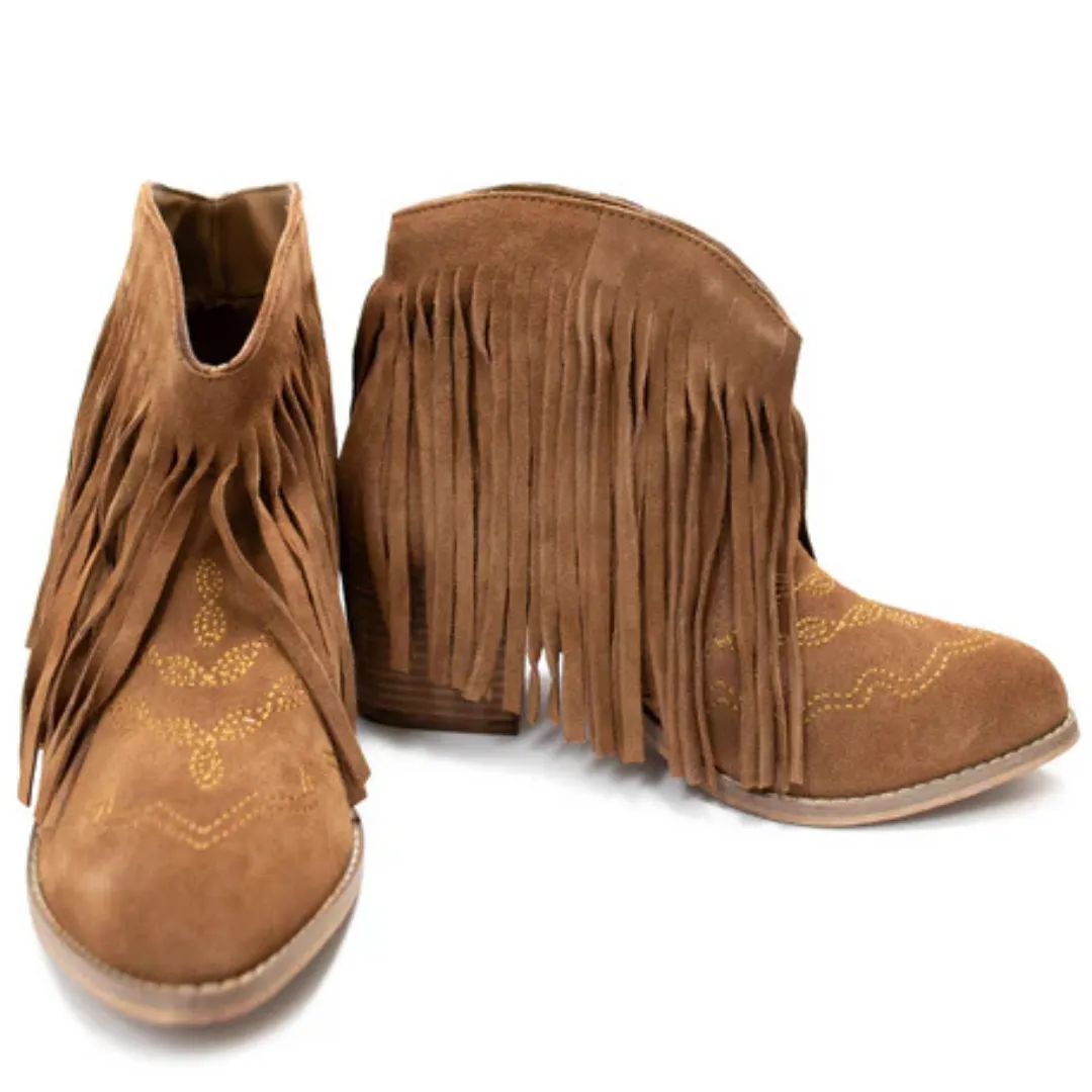 Online Exclusive | Amos Fringe Ankle Bootie in Tan