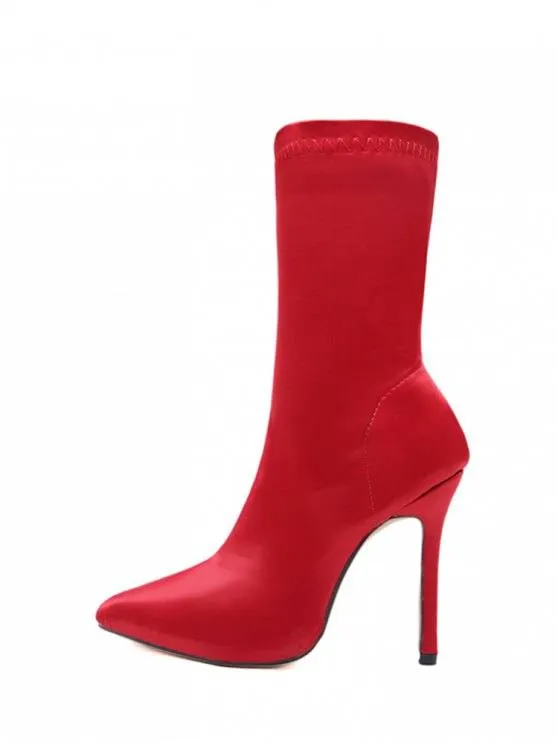 Sexy Pointed Toe High Heel Sock Boots