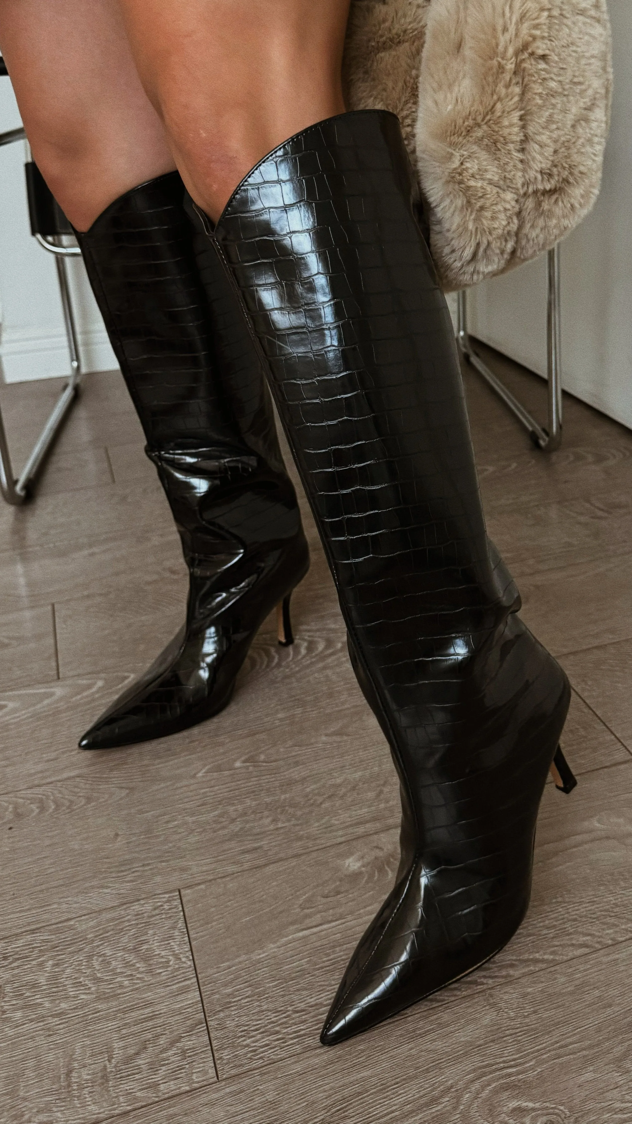 Shyla Knee High Boots - Black