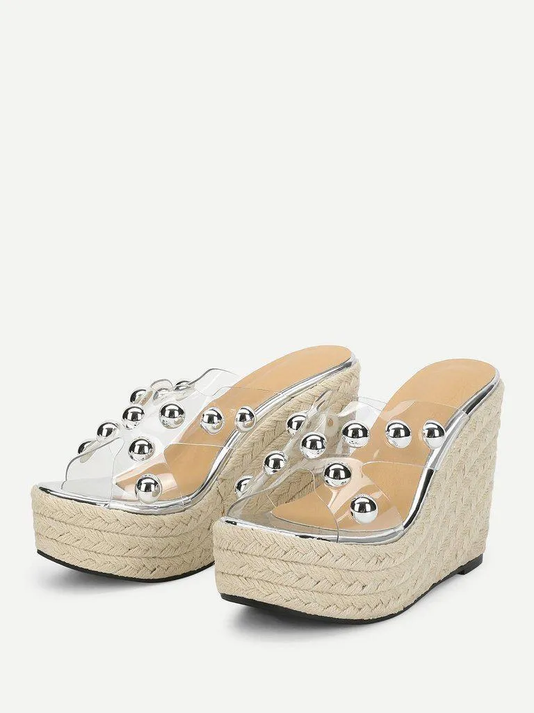 Studded Platform Espadrille Wedges