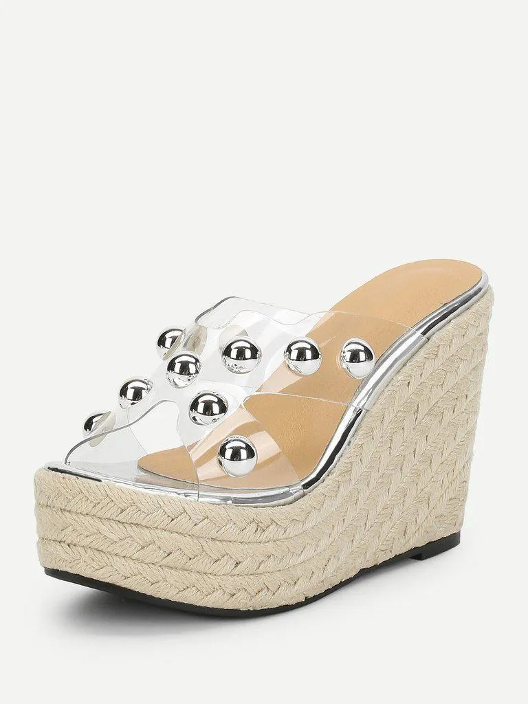 Studded Platform Espadrille Wedges