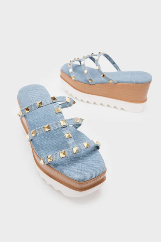 STUDDED PLATFORM WEDGE HEEL SLIDE