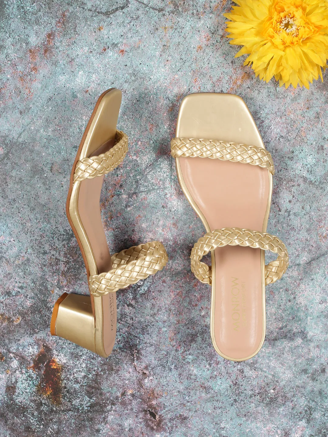 Swann Gold Block Heels