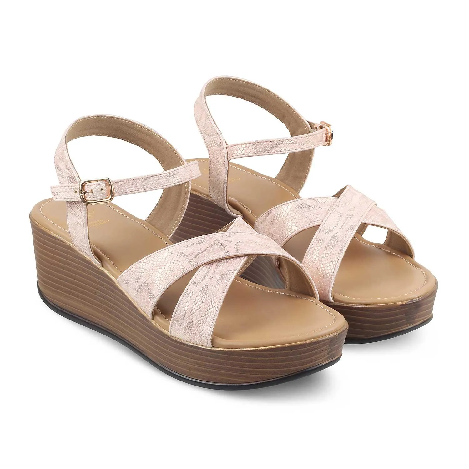 The Avignon Pink Women's Dress Wedge Sandals Tresmode