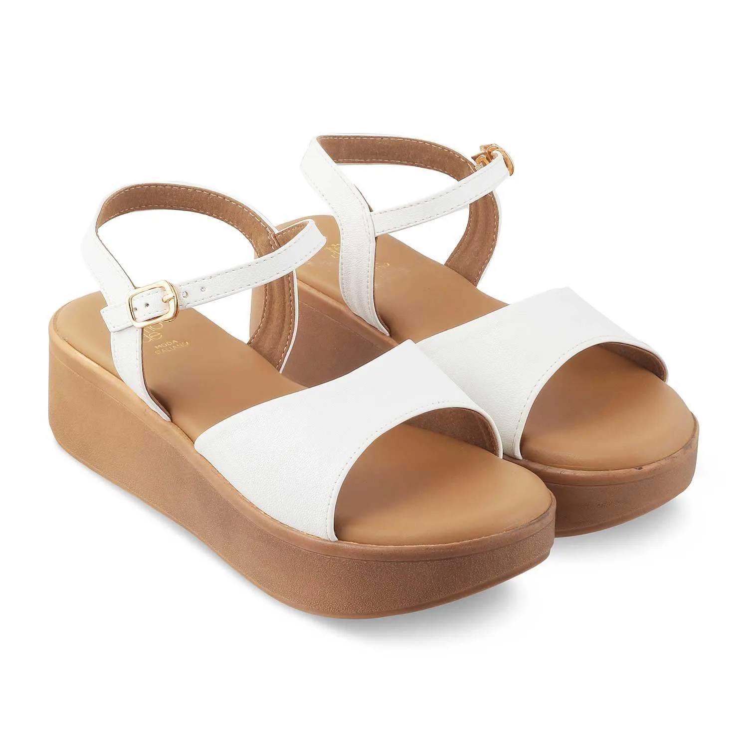 The Sin White Women's Dress Platform Wedge Sandals Tresmode