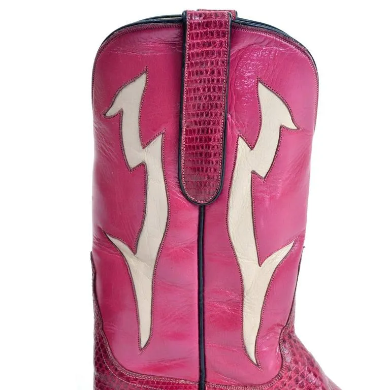 Tom Taylor Santa Fe Custom Vintage Pink Leather & Snakeskin Cowboy Boots 7