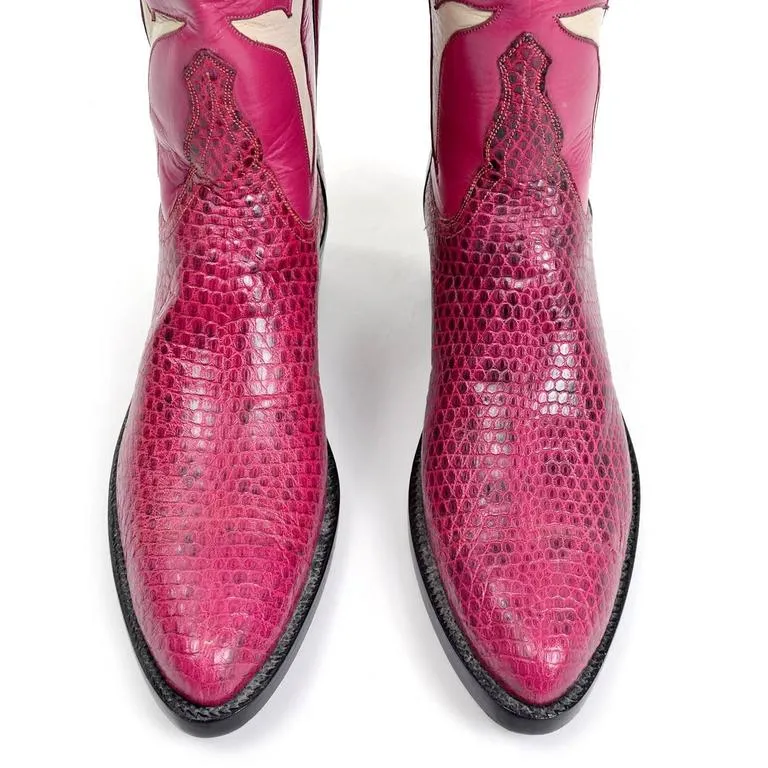 Tom Taylor Santa Fe Custom Vintage Pink Leather & Snakeskin Cowboy Boots 7