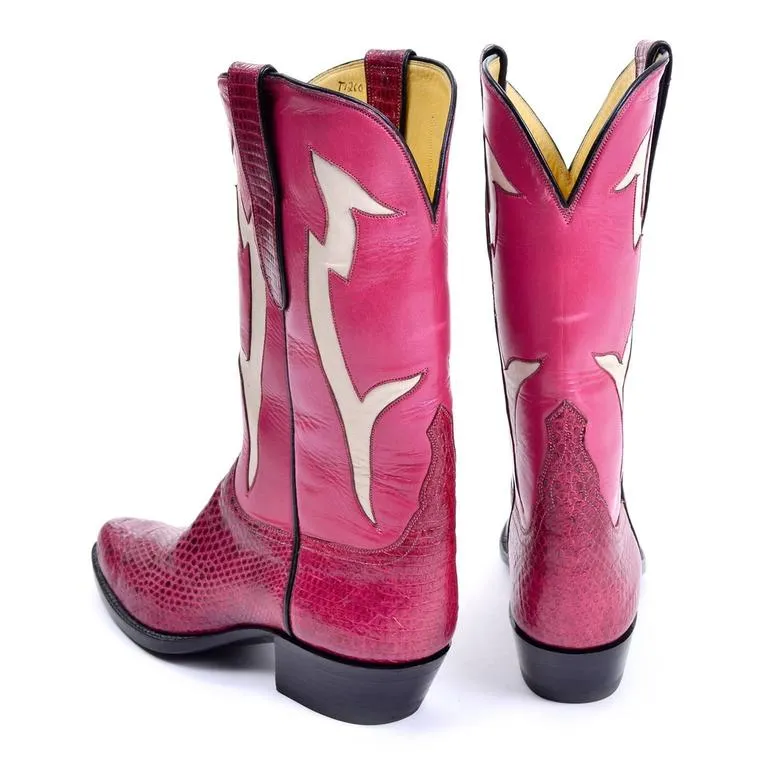 Tom Taylor Santa Fe Custom Vintage Pink Leather & Snakeskin Cowboy Boots 7