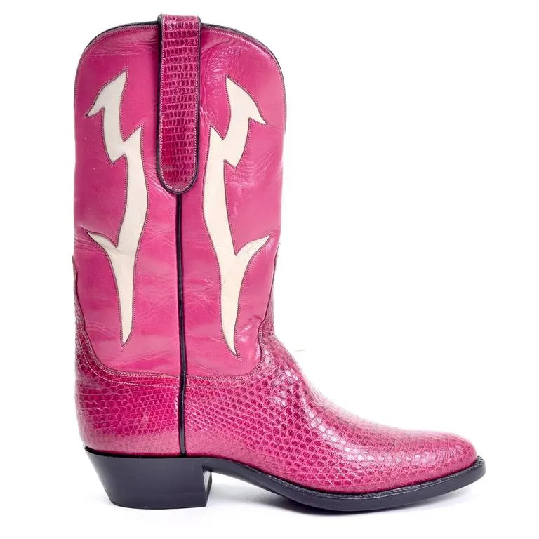 Tom Taylor Santa Fe Custom Vintage Pink Leather & Snakeskin Cowboy Boots 7