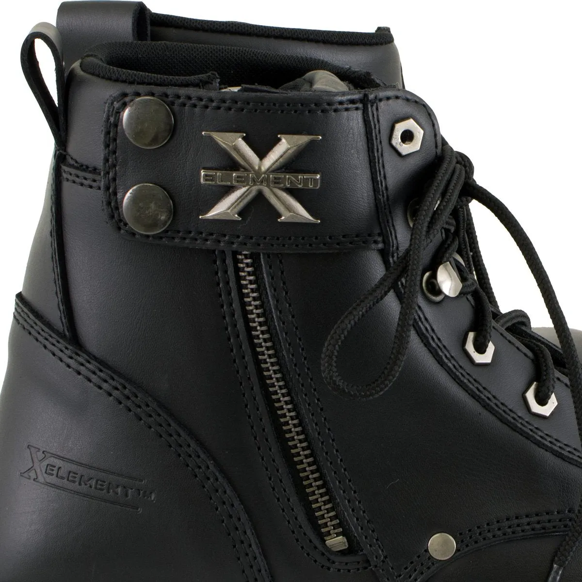 Xelement 1505 Men's Sprocket Black Premium Leather Advanced Lace-Up Motorcycle Rider Boots